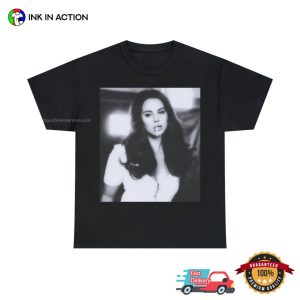 White Retro Lana Del Rey Graphic Shirt 5 Ink In Action