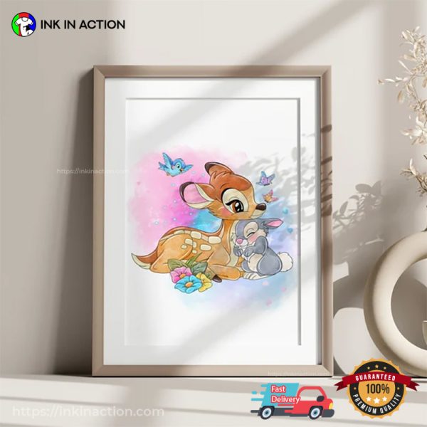 Bambi And Thumper Butterflies and Birds Wall Art Kids