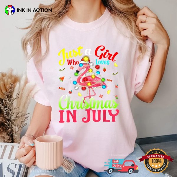 Christmas In July Party Flamingo Beach T-shirt