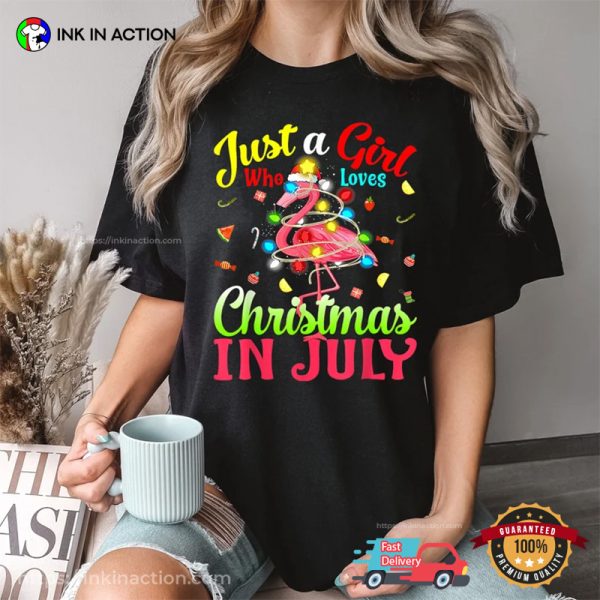 Christmas In July Party Flamingo Beach T-shirt