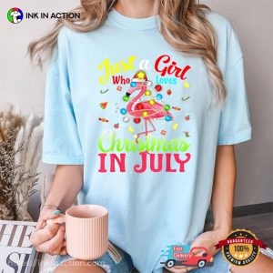 christmas in july party flamingo beach T shirt 4