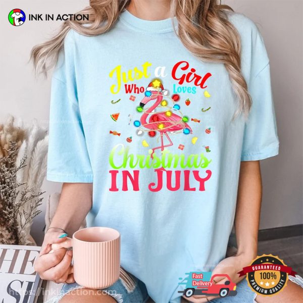 Christmas In July Party Flamingo Beach T-shirt