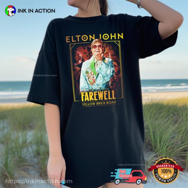 Elton John Yellow Brick Road Tour Flower Portrait T-Shirt