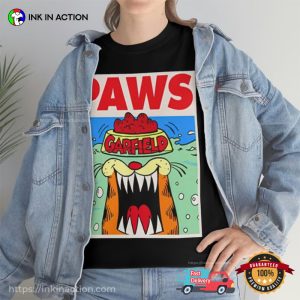 Funny Garfield Paws Jaws Movie T-Shirt