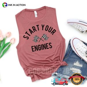 Start Your Engines Checkered Flag Racing Shirt