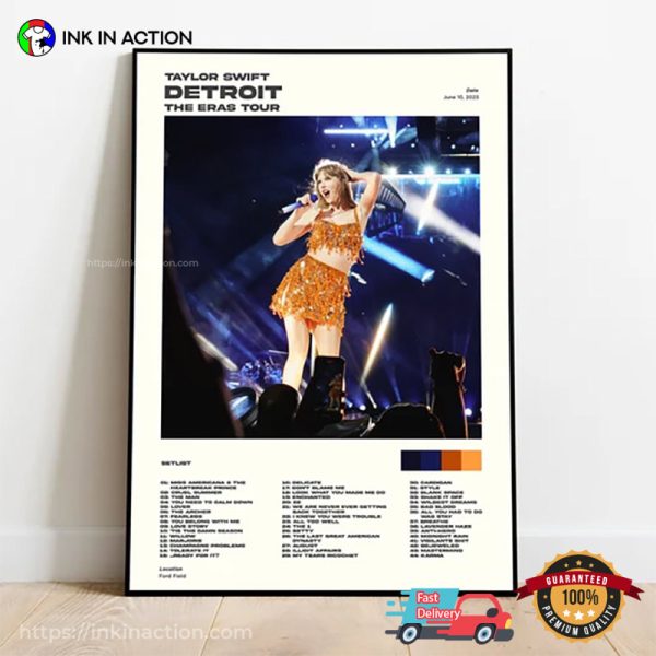 Taylor Swift Detroit 2023 Concert Poster