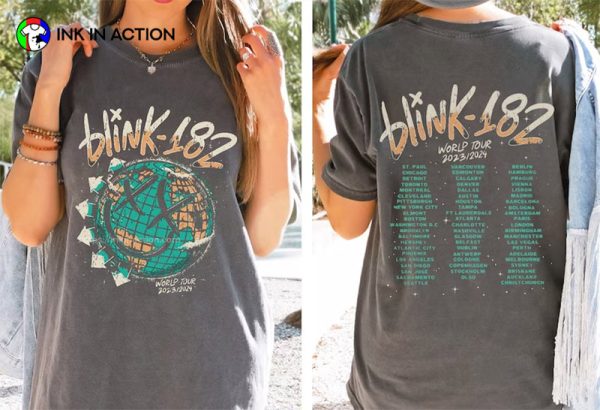 Blink 182 The World Tour 2023 2024, Blink 182 Concert T-shirt