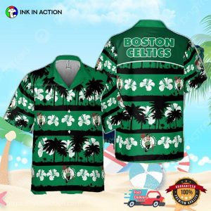 Boston Celtics White Hibiscus Hawaiian T-shirts
