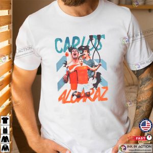 Carlos Alcaraz Tennis Player Victory T shirt 3 Ink In Action