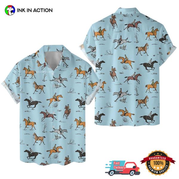 Cowboy Rise Horse Blue Hawaiian Shirt