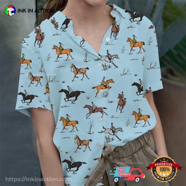 Cowboy Rise Horse Blue Hawaiian Shirt