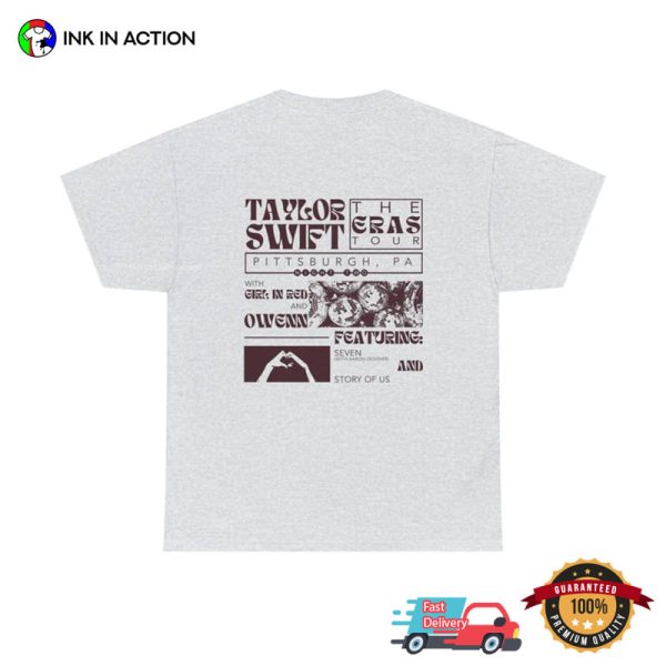 Eras Tour Pittsburgh Concert Taylor Swift 2023 Vintage 90’s 2 Sided Shirt