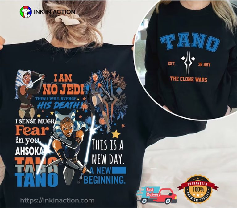 FOTAP Tote Bag 'I Am No Jedi' - Borsa In Tela Per Fan Di Star Wars, Regalo Jedi Per Ahsoka Tano E Clone Wars, Shopping Bag Grande 37,8x34,8 Cm