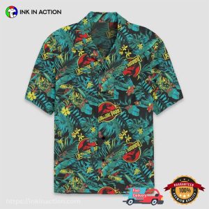 Jurassic World Dinosaur Tropical Floral Hawaiian Shirt