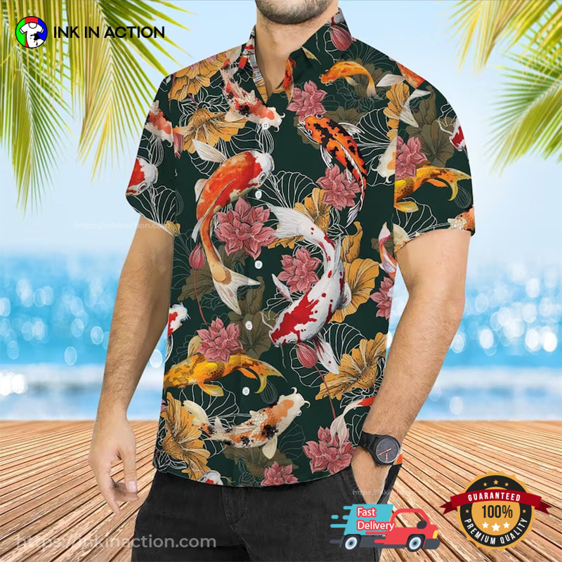 Japanese Koi Fishes Pattern Hawaiian Shirt - Print your thoughts. Tell your  stories.