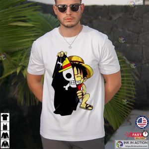Monkey.D. Luffy Chibi And One Piece Flag T-Shirt