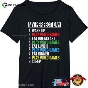 My Perfect Day Black Classic Fit Gamer T Shirt 3 Ink In Action