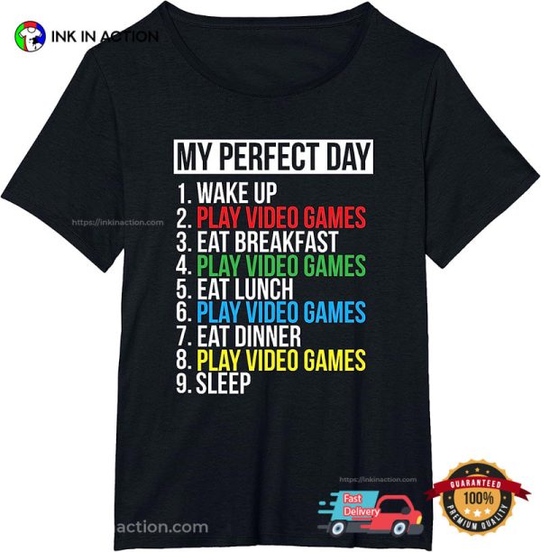 My Perfect Day Black Classic Fit Gamer T-Shirt