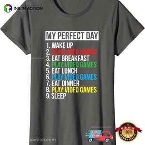 My Perfect Day Black Classic Fit Gamer T Shirt Ink In Action