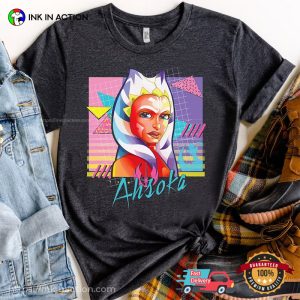 Retro 90s Star Wars Cute Ahsoka Tano Neon Artwork Shirt