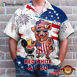 Red White And BBQ Grill Tropical Shirt