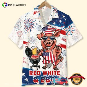 Red White And BBQ Grill Tropical Shirt