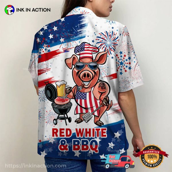 Red White And BBQ Grill Tropical Shirt