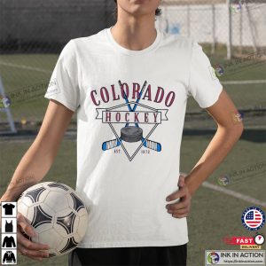 Retro Colorado Avalanche ice hockey rink T Shirt Ink In Action