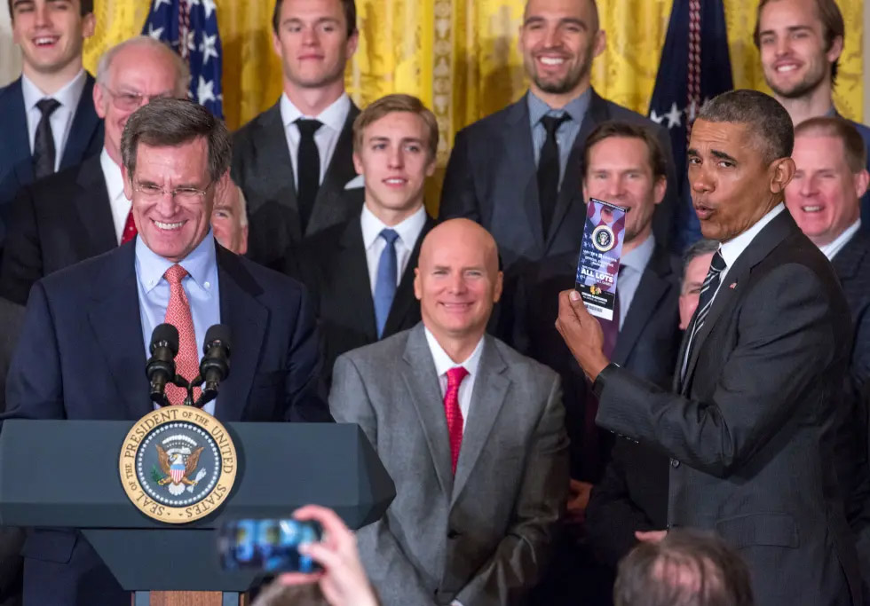 Rocky Wirtz and the Blackhawks celebrate the Stanley Cup with President Barack Obama