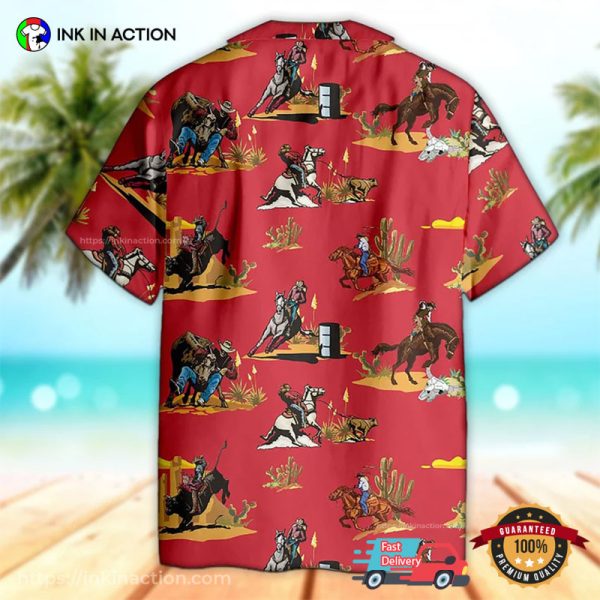 Rodeo Pattern Horse Racing Hawaiian Shirt