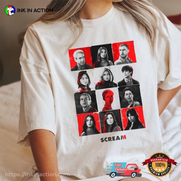 Scream 6 Characters, Casting Black Red White T-shirt