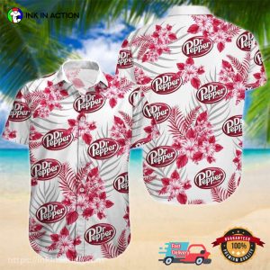 Tropical Red Floral Dr.Pepper Hawaiian Shirt 2 Ink In Action