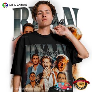 Vintage 90s Style Ryan Gosling Portrait Shirt 4 Ink In Action