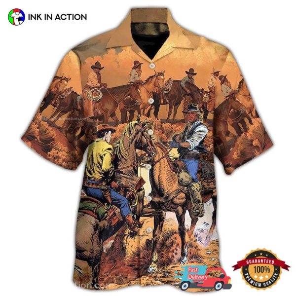 Western American Cowboy Racing Hawaiian Shirt