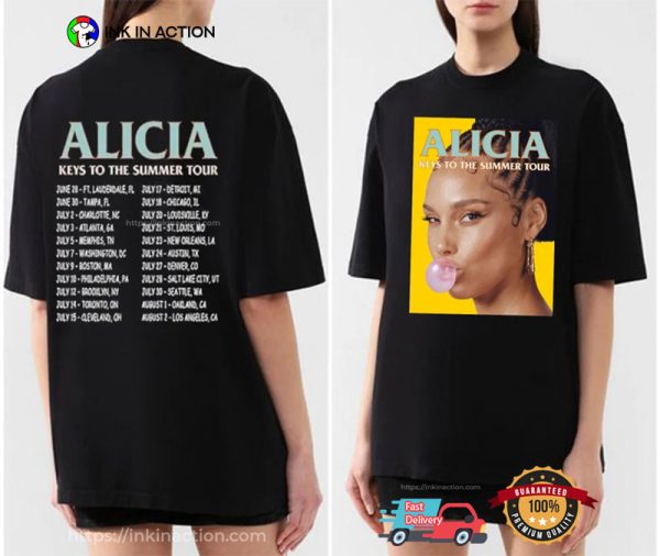 Alicia Keys 2023 Summer Tour Schedule 2 Sided Shirt
