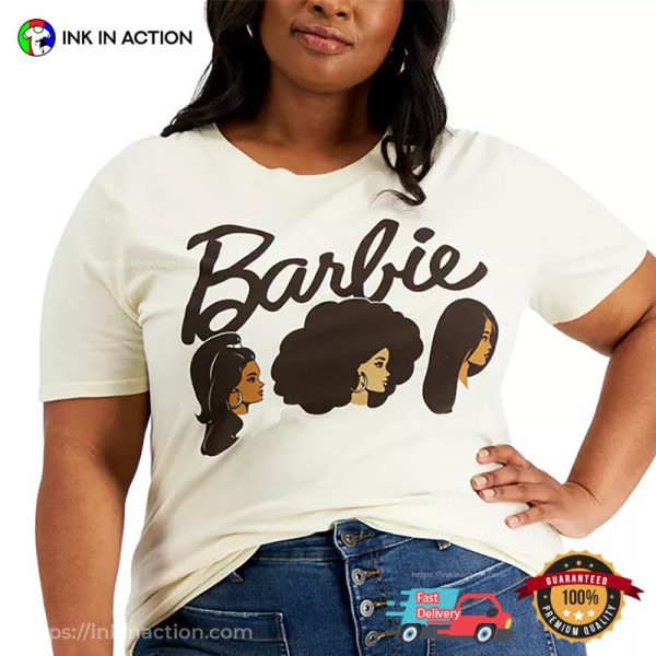 Black Hair Barbie Doll Cartoon Shirt Barbie Movie Merch