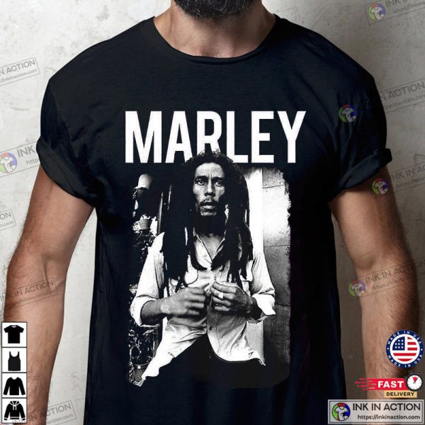 Bob Marley Legend Retro Black White Music Shirt