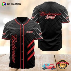 Budweiser Labels Black Baseball Jersey
