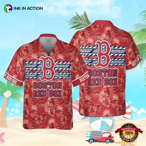 mlb red sox Major League Baseball hawaiian button up shirt Ink In Action