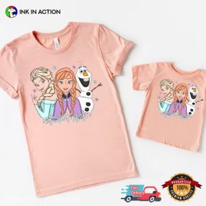 princess elsa And Anna Olaf Snowman Shirt For Kids 1 Ink In Action
