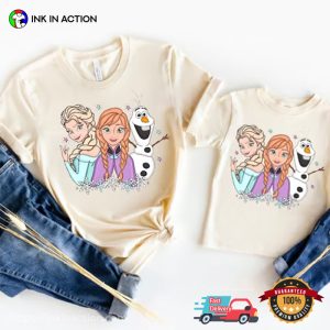 princess elsa And Anna Olaf Snowman Shirt For Kids 2 Ink In Action