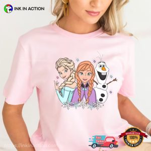 princess elsa And Anna Olaf Snowman Shirt For Kids 3 Ink In Action
