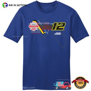 ryan blaney Team Penske Royal 2023 Grant Park 200 T Shirt 2 Ink In Action