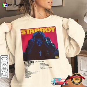 the weeknd 2023 Starboy Tour Album Hip Hop Shirt 3 Ink In Action