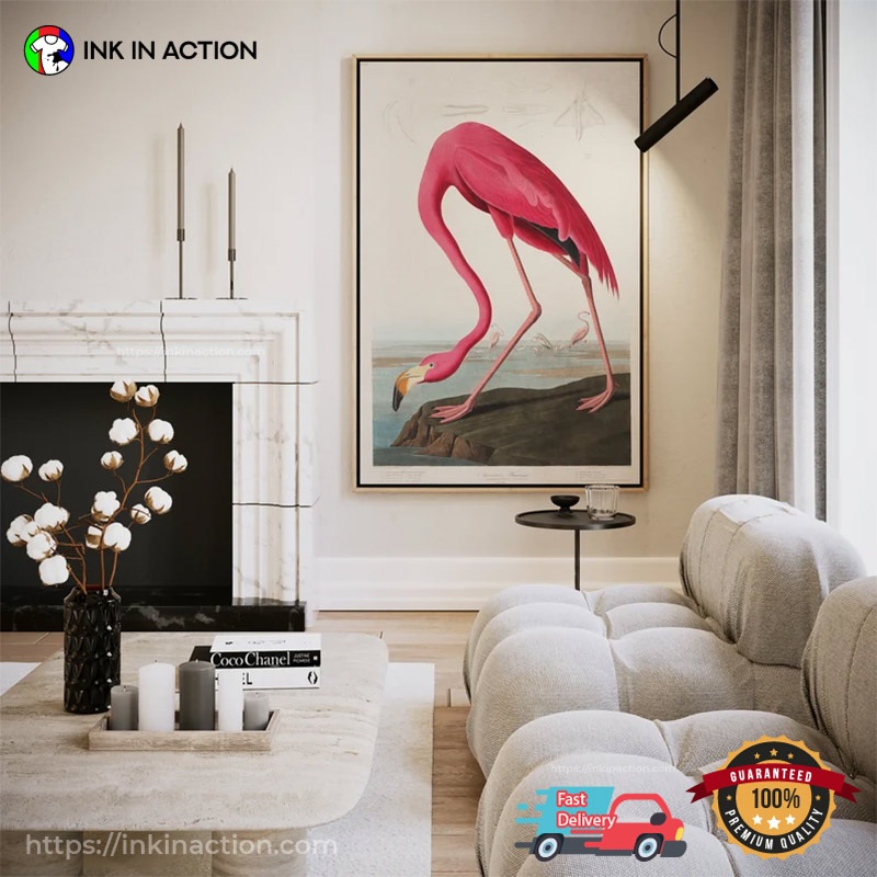 Antique Pink Flamingo, Retro Home Decor - Ink In Action