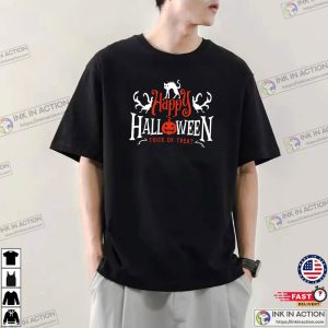 Funny Trick Or Treat Halloween Scary Pumpkin Skull Cool Shirt