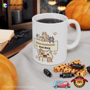 Happy international cat day Cute Coffee Mug 1