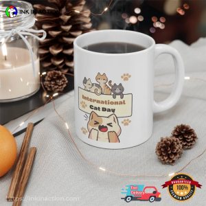 Happy international cat day Cute Coffee Mug 2