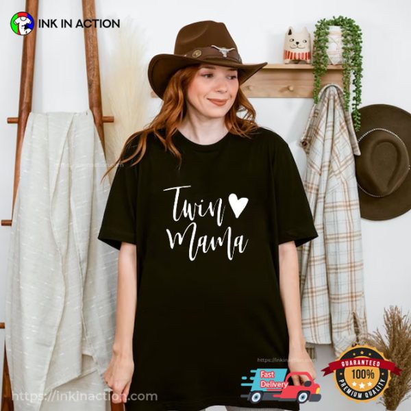 Happy Mom Of Twins Heart Shirt