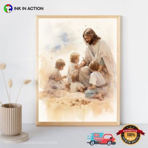 Jesus Playing With Kids Painting Poster